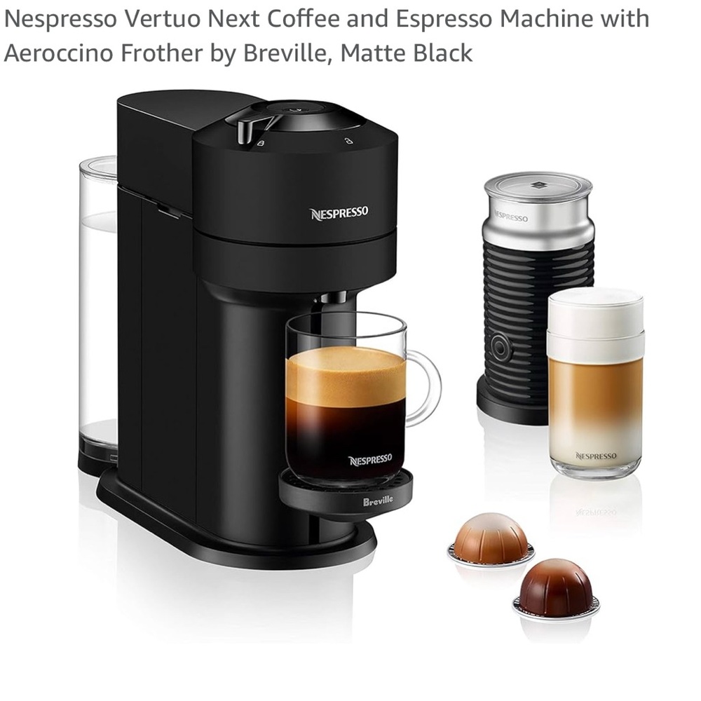 Nespresso Vertuo Next Espresso Machine with Aeroccino - Matte Black